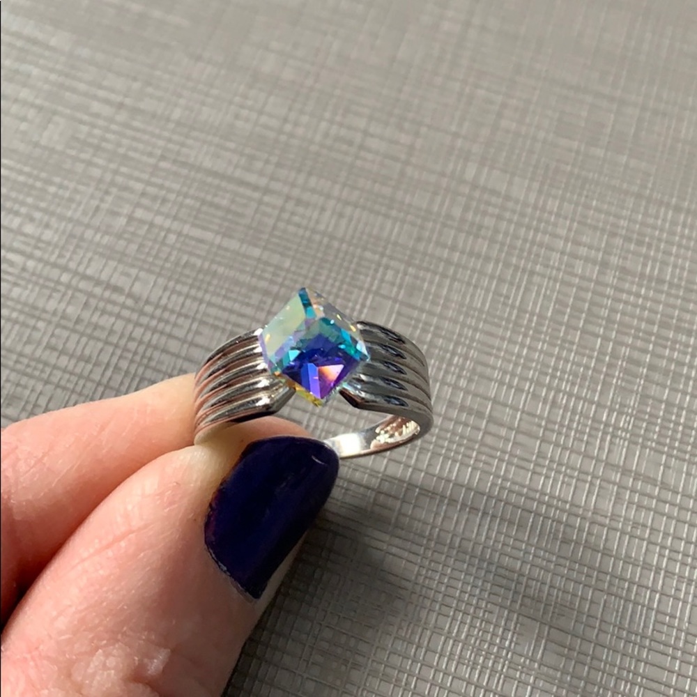 925 silver cubic square ring